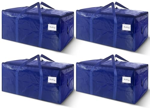 4 Pack Extra Heavy Duty Large Moving Bags with Strong Zipper & Carrying Handles (4 Count)