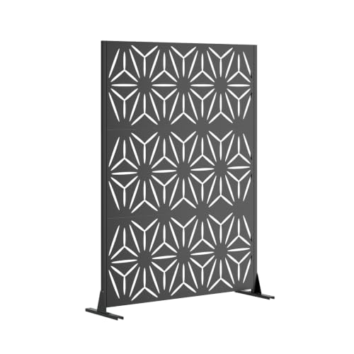 Metal Privacy Screen Outdoor Freestanding (Black / Rectangle D)