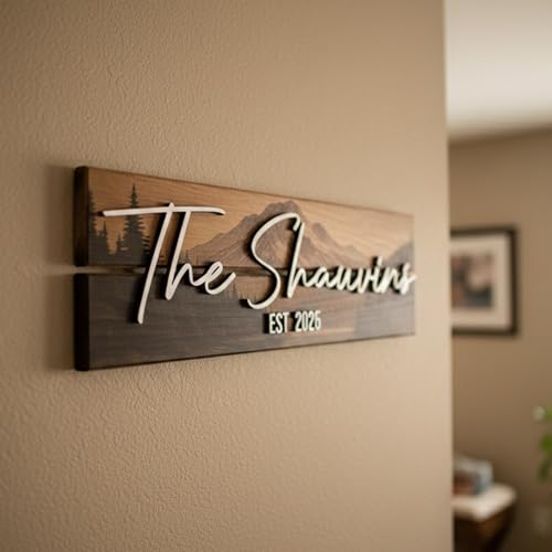 Custom Mountain Family Name Sign (Small)