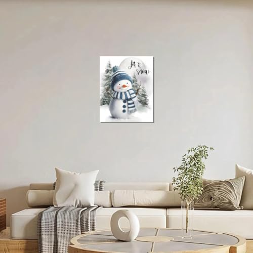 Let It Snow Snowman Wall Art Poster (16"L x 20"W / Snow blue)