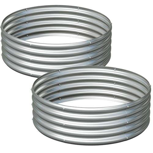 2PCS 3x3x1FT Galvanized Metal Raised Garden Bed (Silver / 3x3x1(2PCS))