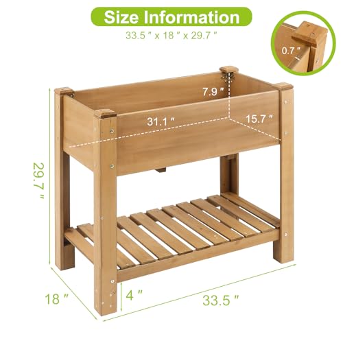 Raised Garden Bed with Legs (33.5" x 18" x 30")
