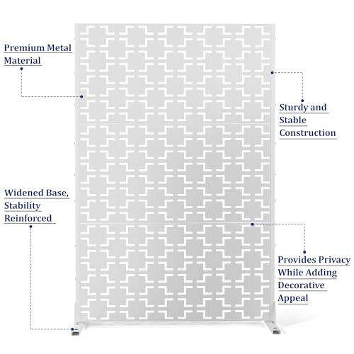 72" H Metal Balcony Privacy Screen (72" H×47" W / White Square Pattern)