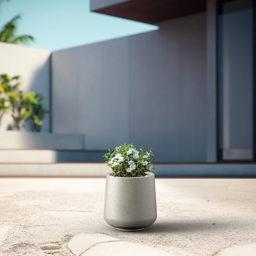 Accent Round Curved Weathered Concrete Planter 13" Dia