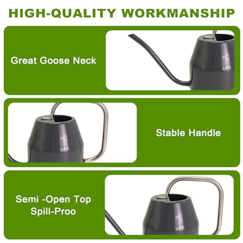 Metal Watering Can with Removable Spout (Black / 0.5 Gallon)