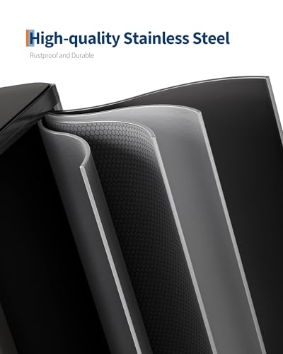 2 x 8 gal Stainless Steel Double Trash Can with Lid for Kitchen (Matte Black / 2 x 8 gallon)
