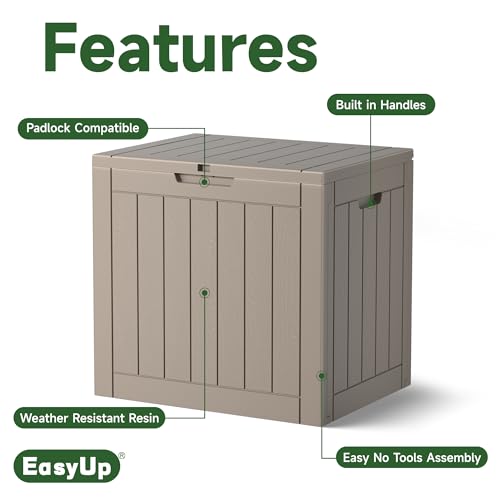 39 Gal Waterproof Outdoor Storage Box Resin Deck Box (Grey / 39 Gallon)