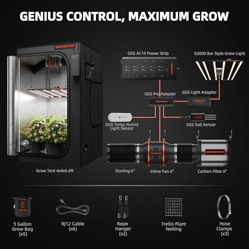 4x4x6.6ft G5000 Indoor Grow Tent Kit w (48"x48"x80"-AC10 Power Strip)