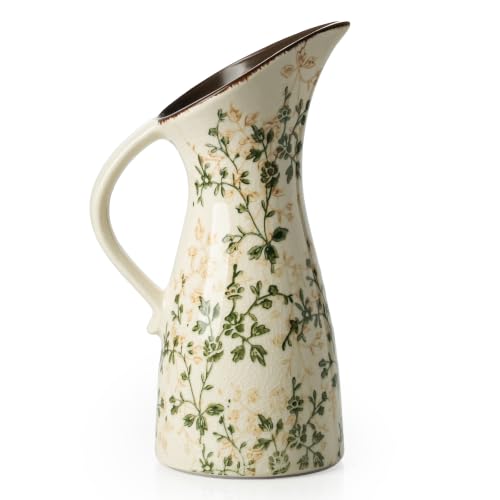 Ceramic Flower Vase for Home Decor (15-green and Beige)