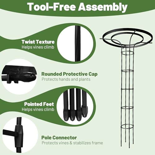 Umbrella Top Garden Trellis for Climbing Plants Outdoor (Extra Tall - 82.7" Height / Umbrella Shape)