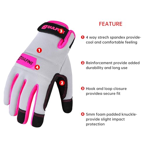Flex Grip Mechanic 1 Pair Pack Work Gloves for Women Pink XS (Pink / X-Small)