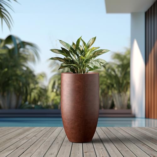 Large Round Tapered Rusty Concrete Planter 24" Tall (Rusty / 24" Tall)