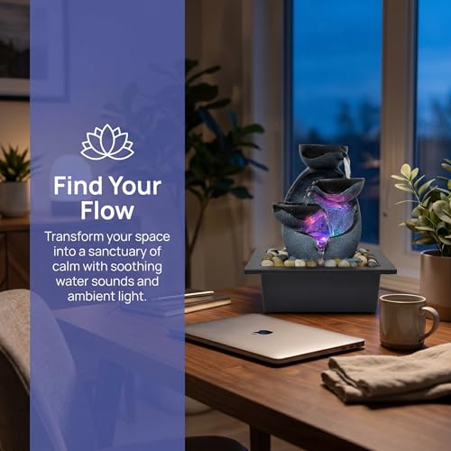 Tabletop Water Fountain with LED Lights (A)