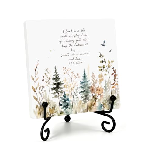 Motivational Quote for Home Office Book Shelf Table Decor 6.3x6.3 Inch 14 (Multicolor 1738 / Wooden sign with iron frame（6.3 x 6.3 inches）)