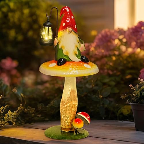 Solar Garden Gnomes Outdoor Statue (16.5 INCH / Red&green&yellow)