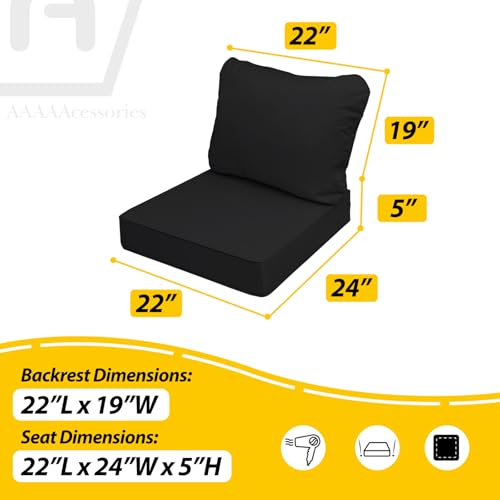 Outdoor Chair Cushions (Charcoal Black / 22"x24"x5" / 22"x19")