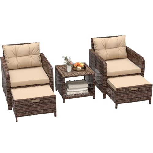 5 Piece Patio Furniture Set (Khaki-beige / 5 Piece)