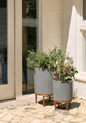 Demi Series Raised Duo Planters (Gray/Brown / Bundle - 2 Pack)