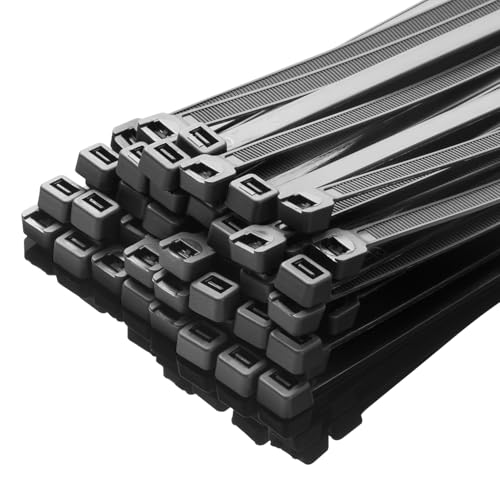 14 Inch Black Zip Ties Heavy Duty 100 Pack (100 Count)