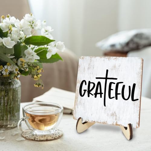 Inspirational Wood Sign Rustic Desk Decor Home House Office Work Table Desk Accessories Decorative Christian Religious Bible Verse Faith Decorations Office Supplies Living Room Cubicle Decor (3 Count)