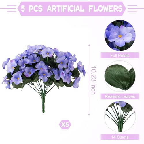 Artificial Flowers for Outdoors Planter UV Resistant Faux Hydrangea (C-blue)