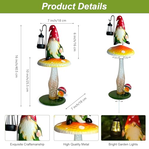 Solar Garden Gnomes Outdoor Statue (16.5 INCH / Red&green&yellow)