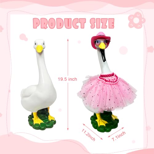 Porch Goose Garden Decor Statues Large White Yard Figurine with Outfit (star skirt goose)