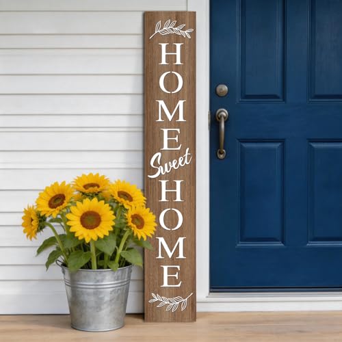 Farmhouse Wooden Welcome Sign Stand for Front Door (Natural Board / 7.8" x 47.2" / Basic Design-Single Side)