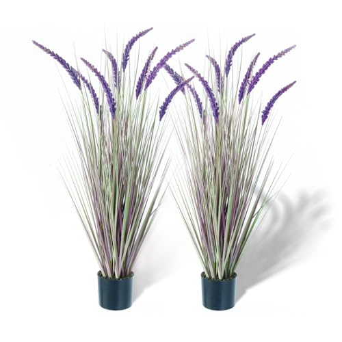 4ft 2 Pack Artificial Faux Veronica Horsetail Grass (Pure Purple)