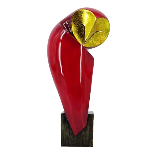 15 Inch Resin Owl Sculpture (Red)