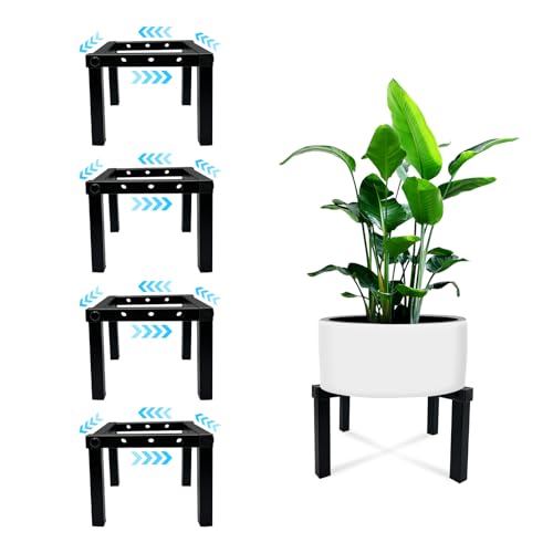 4 Pcs Four Legs Adjustable Metal Plant Stand for 5" (3 - Mini / Mini 4Pcs Black 5-10")