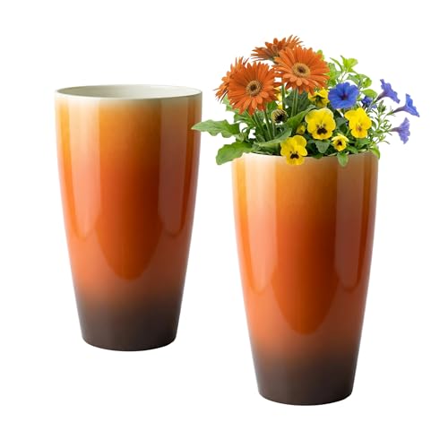 21 inch Tall Planters for Outdoor & Indoor Plants (Orange)