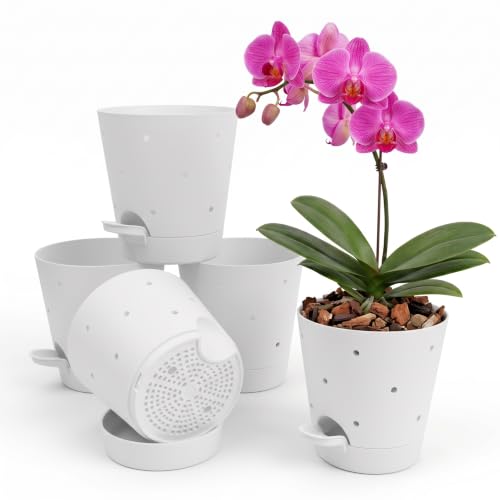 Orchid Pots with Holes (White-5pack)