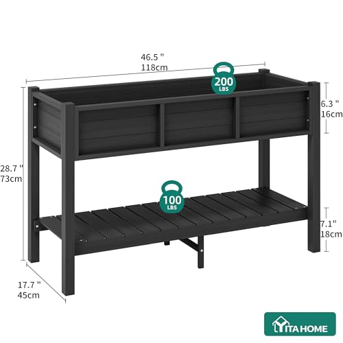 Raised Garden Bed HDPE 2PCS (48x18x30in-2pcs / Black)
