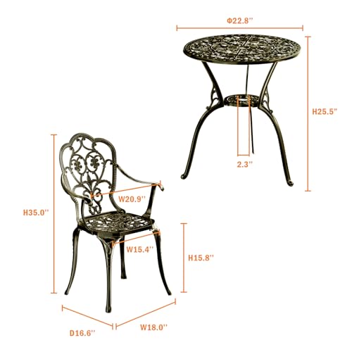 Patio Bistro Set of 2 (Butterfly / Golden Bronze)