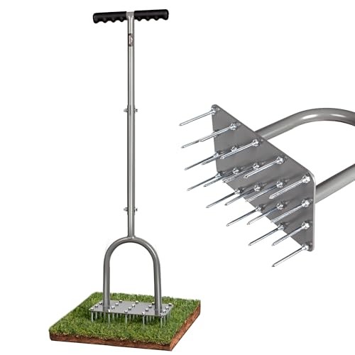 4 Row Lawn Aerator Tool with 20 Steel Spikes for Small Yards (4-Row Spikes)