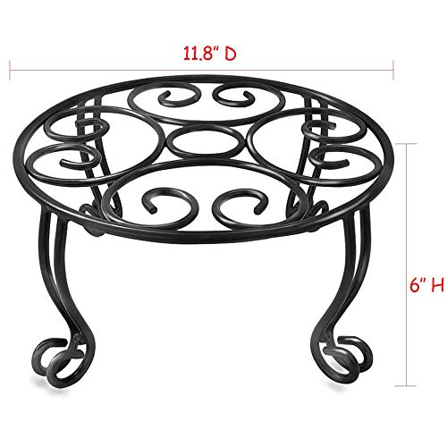 Metal Outdoor Plant Stand 11.8IN Diameter Heavy Duty Plant Pot Stands for Indoor Round Flower Pot Support Rack Set of 2 (2 Count)