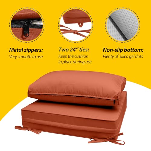Outdoor Chair Cushions (Rust / 23"x23"x5" / 23"x13.5")