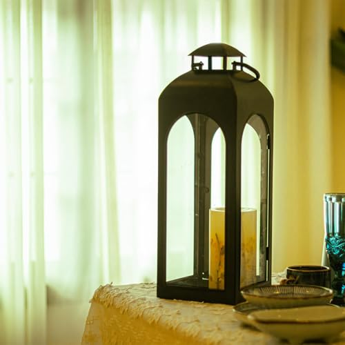 Decorative Outdoor Lantern Candle (Black Lantern Timer / 16 Inch)