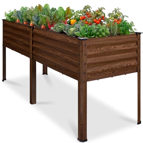 72x24x30in Non Toxic Galvanized Raised Garden Bed (72x24x30in / Dark Brown Wood Grain)