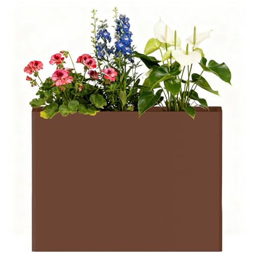 Rectangular Metal Planter Box 32x12x24 with Insert Shelf (Pb32x12x24-coffee)