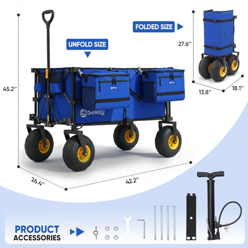 Heavy Duty Beach Wagon with 9" Big Sand (Blue&black)