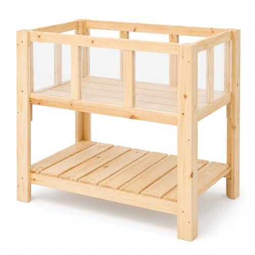 Raised Garden Bed with Transparent Acrylic Side Panels (28" x 15"x 24")