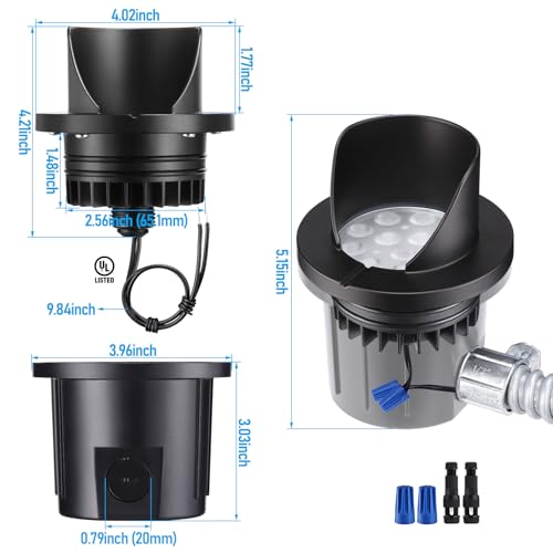 6 Pack Dia.4 Inch 5CCT Well Lights Shielded Top Black (Black)