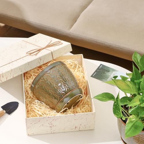 Sureasy 6.5 Inch Ceramic Plant Pots Set of 2 (Green / 6.5 inch)
