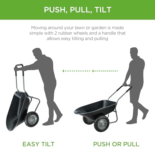 Dual Wheel Home Utility Yard Wheelbarrow Garden Cart w (Black)