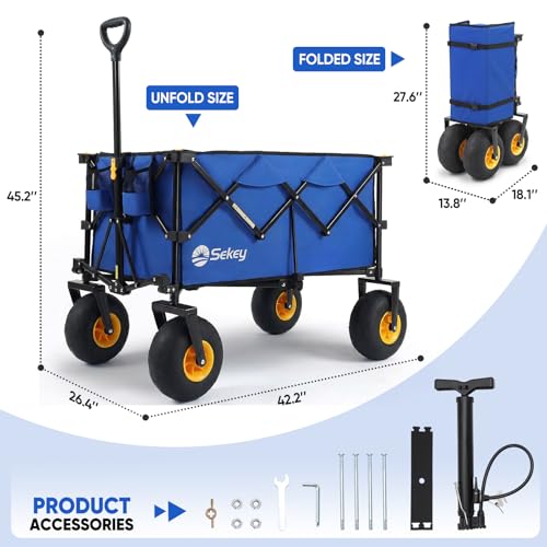 Heavy Duty Beach Wagon with 9" Big Sand (Blue&black)
