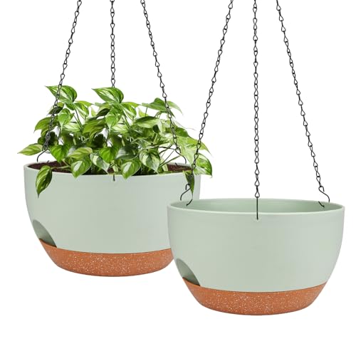 Self Watering Hanging Planters 2 Pcs (Green / 12 Inch)