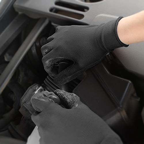 Crinkle Latex Rubber Coated Safety Work Gloves for Men Women (XX-Large / Black-12 Pairs)