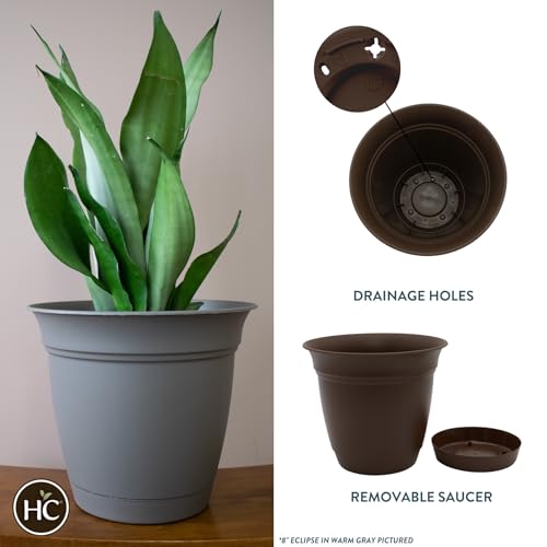Eclipse Round Planter with Saucer (Chocolate / 6")